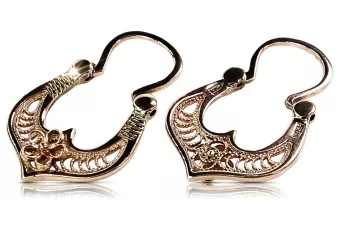 Vintage rose pink 14k 585 gold  Vintage Gipsy earrings ven041