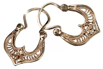 Vintage rose pink 14k 585 gold  Vintage Gipsy earrings ven041