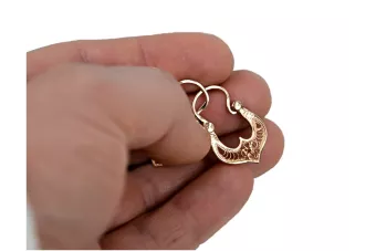 Vintage rose pink 14k 585 gold  Vintage Gipsy earrings ven041