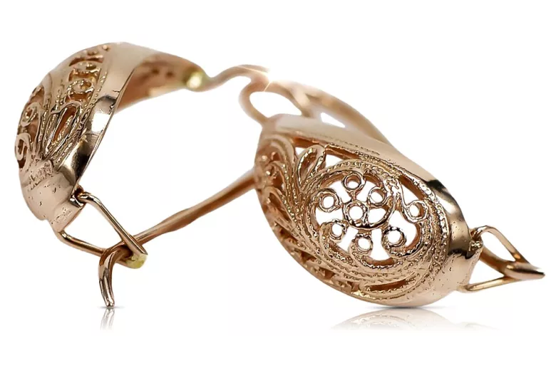 Russisches Silber 925 rosévergoldet UdSSR Vintage Ohrringe ven023rp