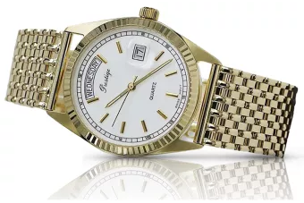 Italian Yellow 14k 585 gold men's black watch Geneve mw013ydw&mbw013y