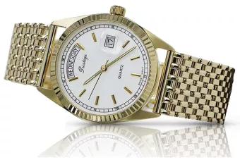 копие на мъжки златен часовник с гривна 14k 585 Geneve mw013ydbc&mbw013y