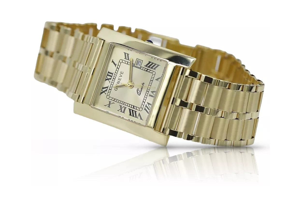 мъжки часовник 14k 585 злато с гривна Geneve mw009y&mbw007y21cm