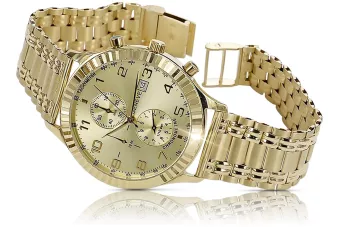 Италиански жълт 14k 585 златен мъжки часовник Geneve mw007y&mbw006y