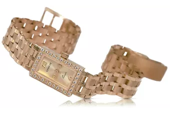 Puikus moteriškas raudono aukso laikrodis 14k 585 Geneve lw008r