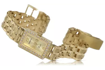 Италиански жълт 14k 585 злато дама Geneve часовник lw008y