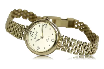 Италиански жълт 14k златен дамски часовник Geneve Lady подарък Geneve lw013y