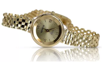 Италиански жълт 14k 585 златен дамски часовник Geneve lw026y