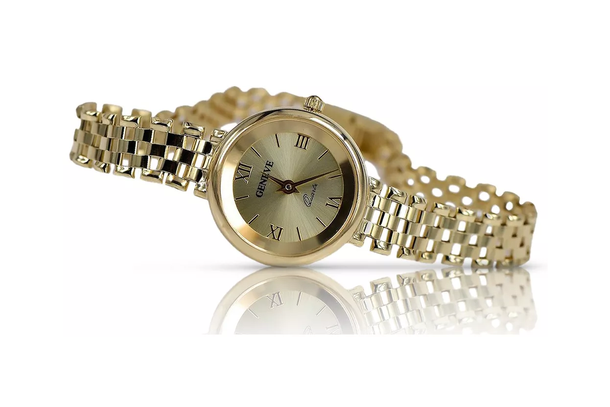 Prześliczny 14k 585 złoty damski zegarek Geneve lw026y