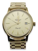 14k 585 златен часовник с гривна за мъже Atlantic mw003y&mbw006yo