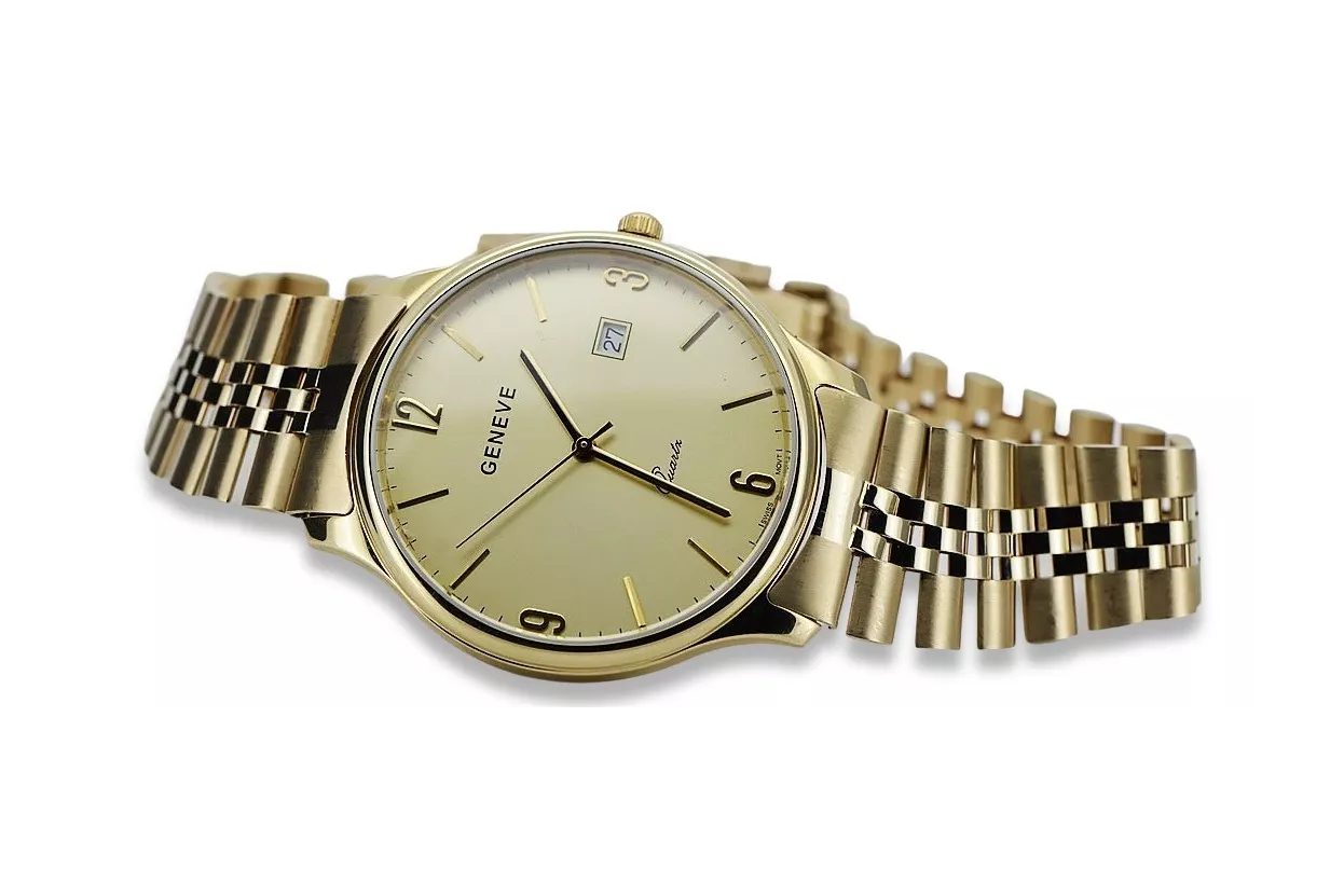 Мъжки часовник 14k 585 злато с гривна Geneve mw017y&mbw018y