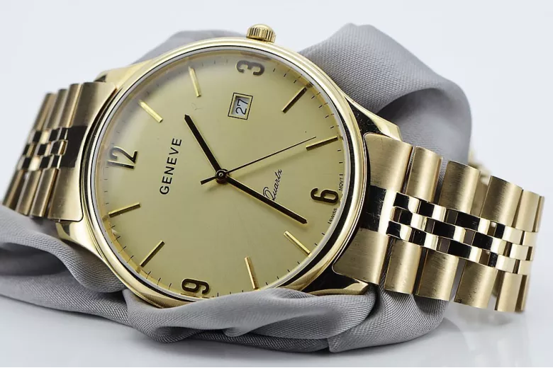 Vyrų auksinis laikrodis 14k 585 su Geneve apyranka mw017y&mbw018y