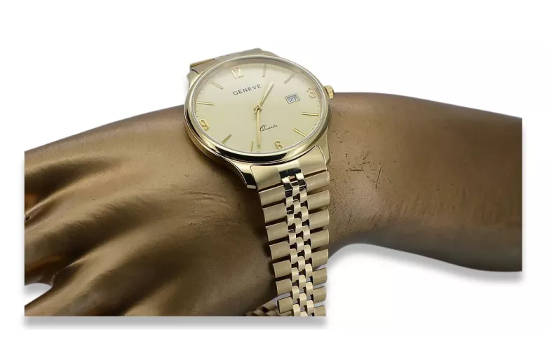 Złoty zegarek męski 14k 585 z bransoletą Geneve mw017y&mbw018y