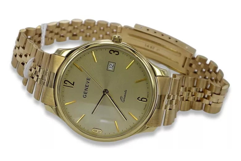 Мъжки часовник 14k 585 злато с гривна Geneve mw017y&mbw018y