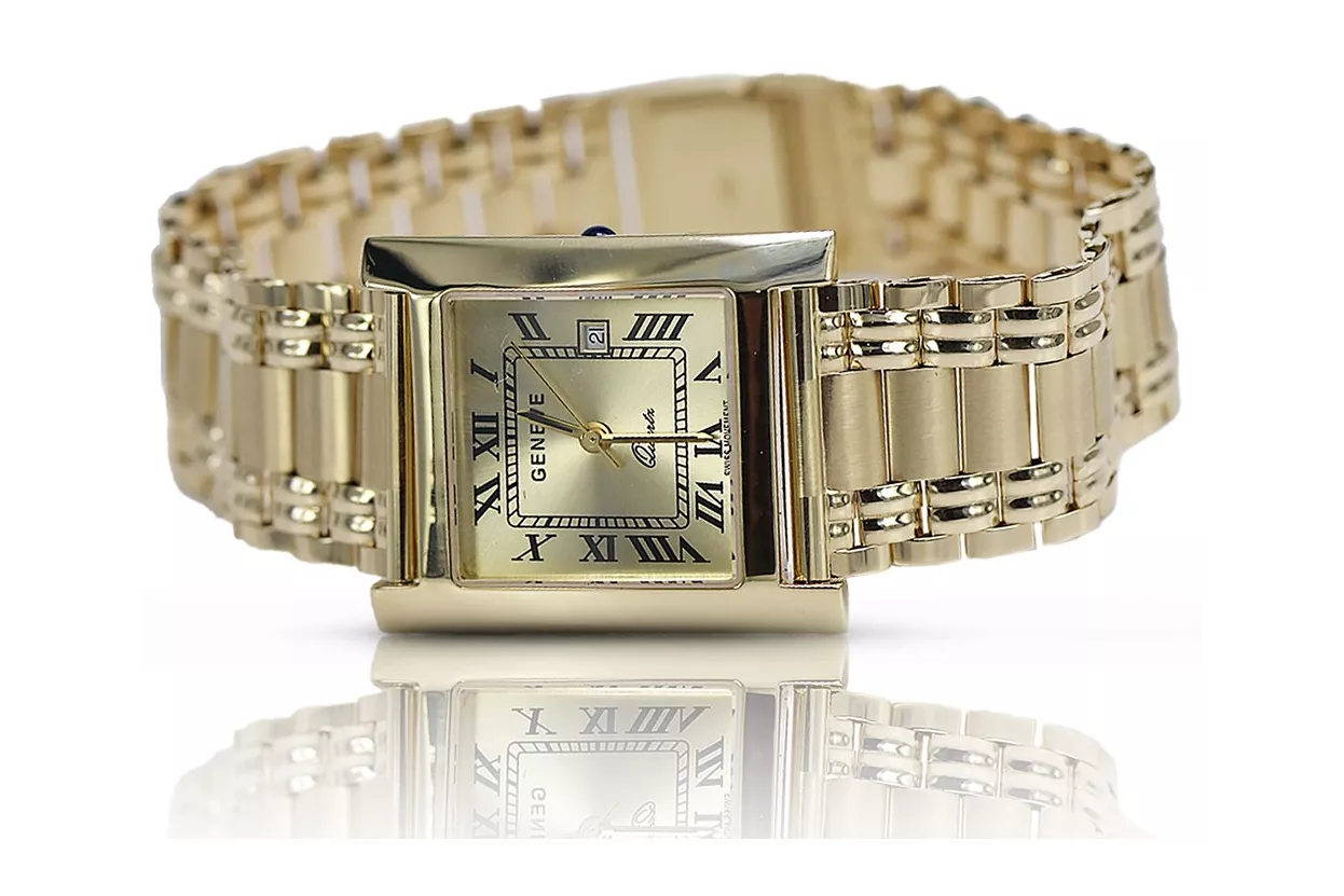 Gold men's watch Geneve ★ zlotychlopak.pl ★ Gold purity 585 333 Low Price!