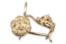 Vintage rose pink 14k 585 gold  Vintage leaf earrings ven207