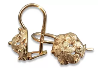 Серьги-листочки из розового золота 14к 585 СССР Винтаж вен207