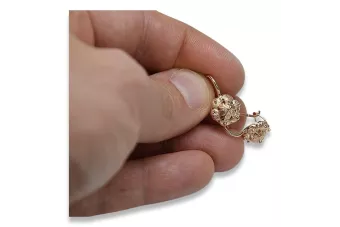 Kolczyki listki z różowego złota 14k 585 ZSRR Vintage ven207