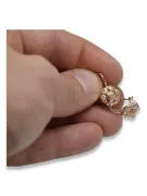 Vintage rose pink 14k 585 gold  Vintage leaf earrings ven207