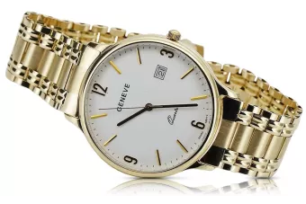 Желтые 14k 585 золотые мужские часы Geneve mw017ydw&mbw006yo