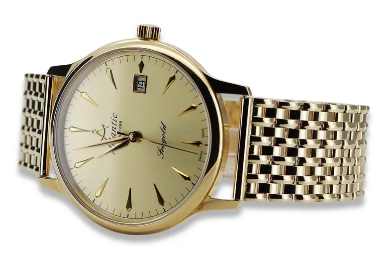 Gold men's watch Geneve ★ zlotychlopak.pl ★ Gold purity 585 333 Low Price!