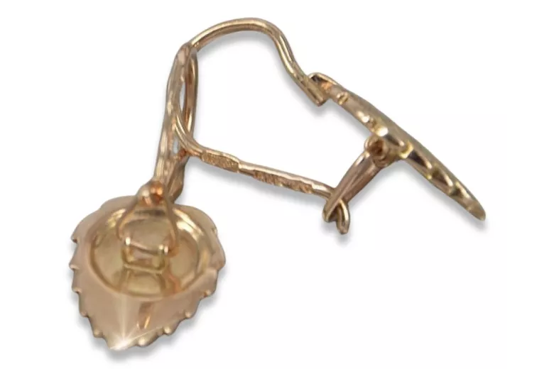 Rose pink 14k 585 gold Vintage leaf earrings ven148