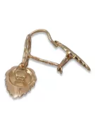 Rose pink 14k 585 gold Vintage leaf earrings ven148