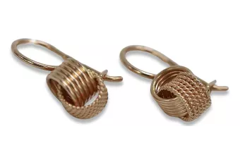 Rosa rusa rosa soviético 14k 585 oro URSS Vintage Hoops ven149