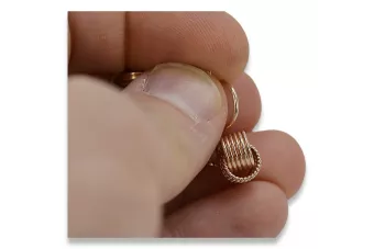 Руски розово розово съветски 14k 585 злато СССР реколта обръчи ven149