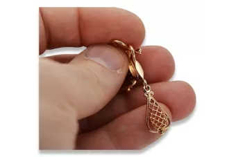 Rose pink 14k 585 gold Vintage leaf earrings ven151