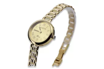 wunderschönen 14-Karat-Gold-Damenuhr Geneve lw038y
