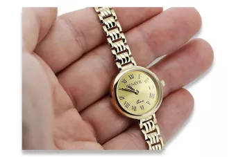 Krásné 14k zlaté ženské hodinky žánev LW038Y