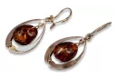 Boucles d’oreilles en or soviétique vintage antique ambrée rose russe