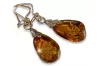 Vintage silver rose gold plated 925 Amber earrings veab002