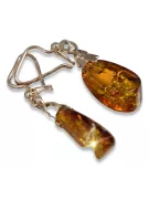 Russian Soviet silver rose gold plated 925 Amber earrings veab002