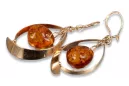 Boucles d’oreilles argentées soviétiques plaquées or rose 925 Amber veab009
