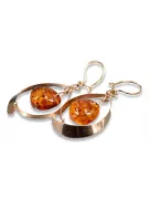 Russian Soviet silver rose gold plated 925 Amber earrings veab009