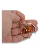 Boucles d’oreilles argentées soviétiques plaquées or rose 925 Amber veab009