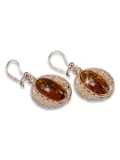 Russian Soviet silver rose gold plated 925 Amber earrings veab011