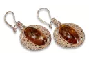 Boucles d’oreilles argentées soviétiques plaquées or rose 925 Amber veab011