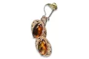 Russian Soviet silver rose gold plated 925 Amber earrings veab011