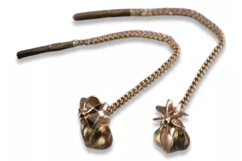 Russische Rose Rosa Sowjet 14k 585 Gold UdSSR Vintage Hängende Ohrringe ven012