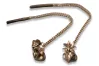 Vintage rose pink 14k 585 gold  Vintage Hanging earrings ven012