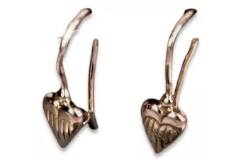 Vintage rose pink 14k 585 gold  Vintage heart earrings ven090