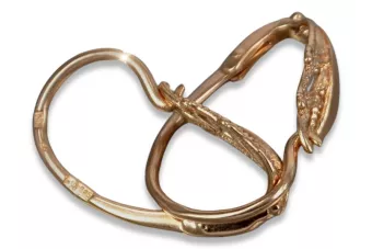 Vintage rose pink 14k 585 gold  Vintage leaf earrings ven092