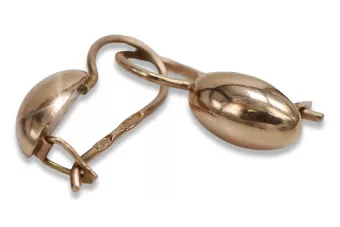 Rosa rusa rosa soviético 14k 585 oro URSS Pendientes de pera vintage ven101