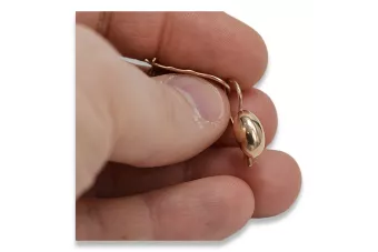 Rosa rusa rosa soviético 14k 585 oro URSS Pendientes de pera vintage ven101