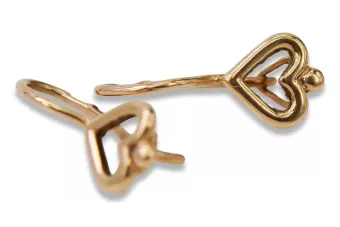 Vintage rose pink 14k 585 gold  Vintage heart earrings ven102