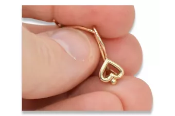 Vintage rose pink 14k 585 gold  Vintage heart earrings ven102