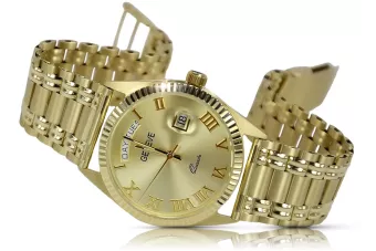 Желтый 14K 585 Золотые мужские часы Geneve MW013YDG & MBW006Y